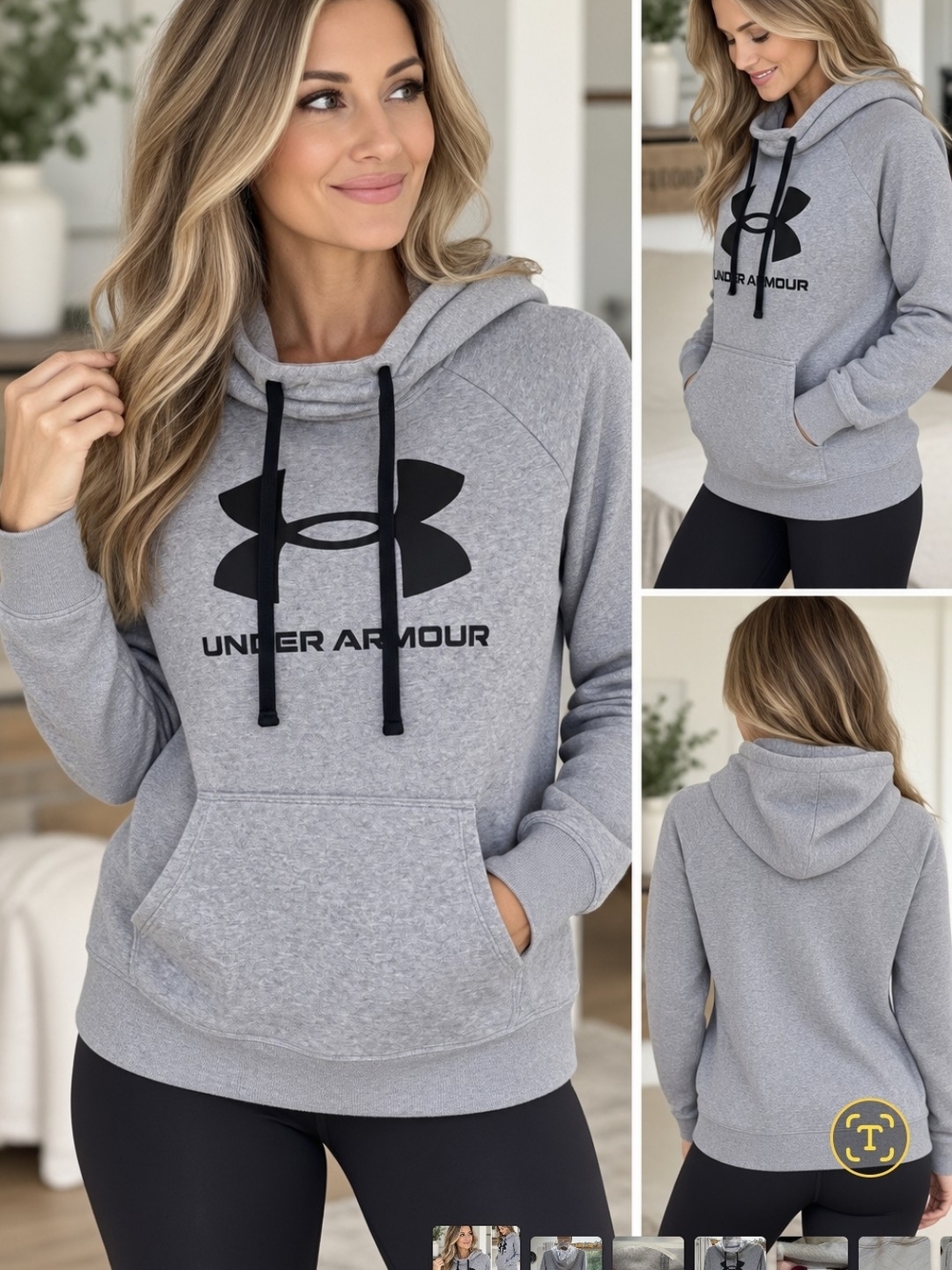 Under Armour Grey Pullover Hoodie with Black Logo